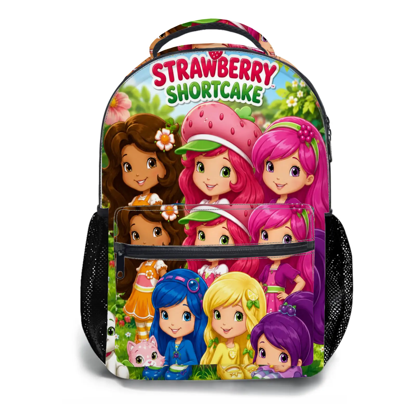 strawberry shortcake Y2K Fashion School Backpack for Teen Girls, Cute Cartoon Aesthetic Student Bookbag with Padded Shoulder Straps, Large Capacity Casual Daypack and Travel Bag for Kids a-190