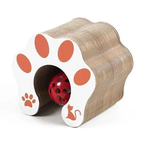 1-Piece Foldable Cat Scratching Post - Wood Grain, Anti-Scratch, Wear-Resistant, Accordion-Style Folding Design, Recycled Card Interactive Cat Toy for Playtime, Ca
