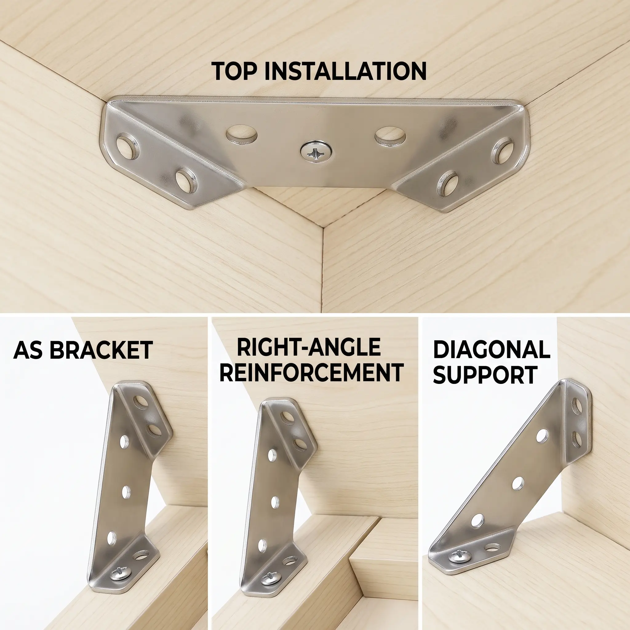 Stainless Steel Corner Brace,90 ° Right AngleSupport Bracket for Cabinets & Furniture, Industrial Hardware Accessories wood corner brace angle brace support L-Shaped Corner Brackets Universal Steel Angle Brackets-YY1