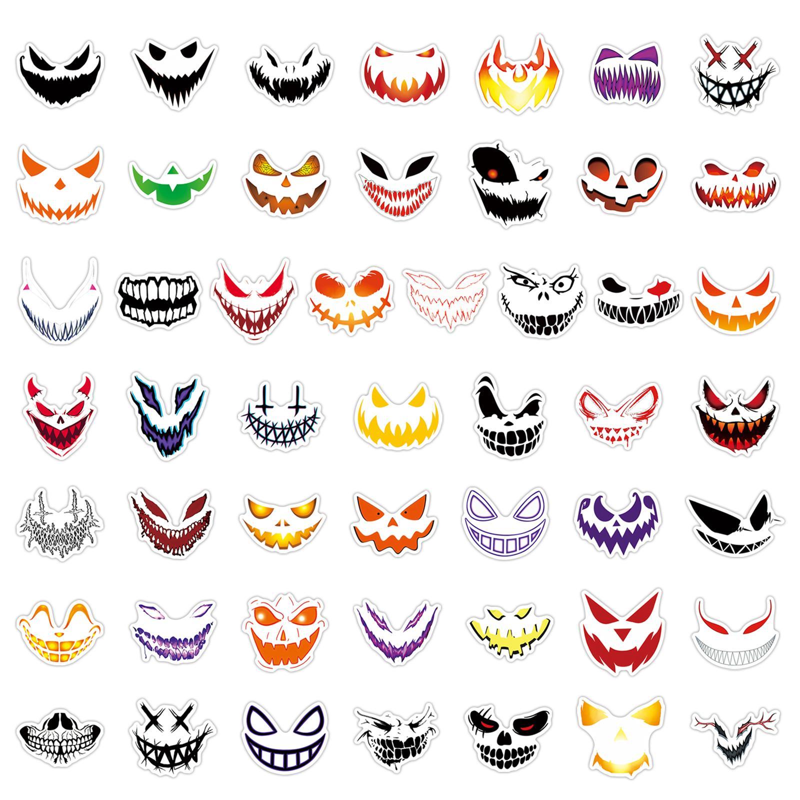 Face Pattern Sticker, 100pcs/set Creative Scary Face Design Decorative Sticker, DIY Decals for Water Bottle, Laptop, Phone Case