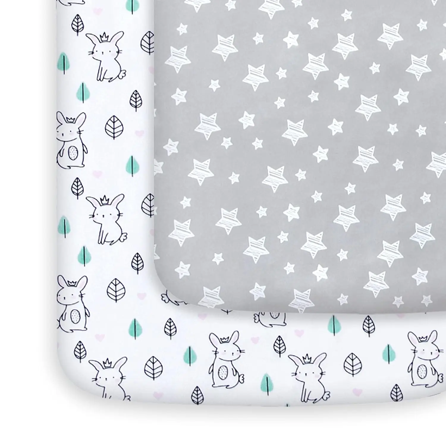 Pack and Play Sheets, 2 Pack Mini Crib Sheets, Stretchy Playard ted Sheet,  with Graco Pack n Play, Soft and Breathable Material, Stars & Bunny