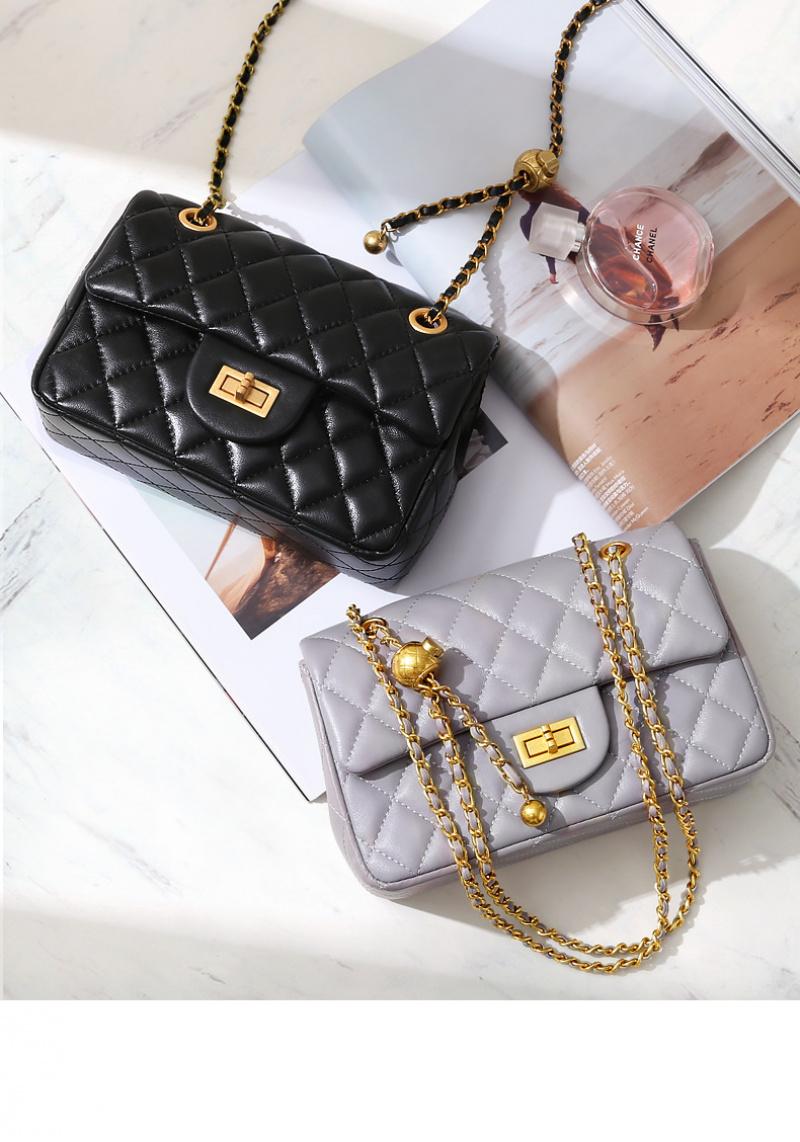 2026 Diamond Pattern Chain Women's Bag Sheepskin Genuine Leather Shoulder Crossbody Bag New Spring Model Versatile Light Luxury