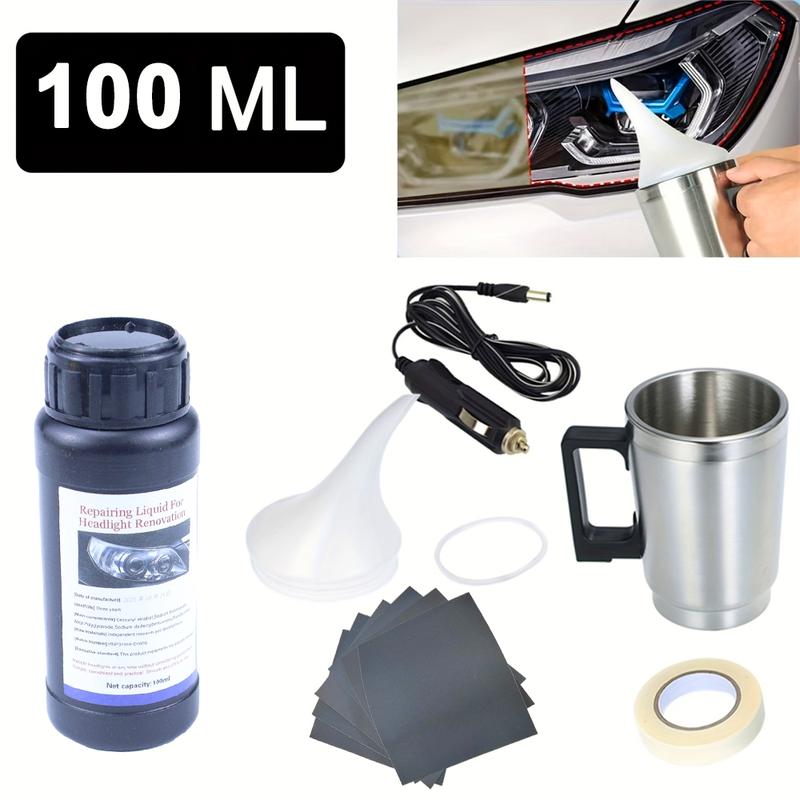 Automotive Headlight Refurbishment Tool Set, Atomizing Cup Non-Polishing Scratch Coating Headlight Repair Liquid, Car Detailing Kit for Automotive Headlights, Car Detailing Kit