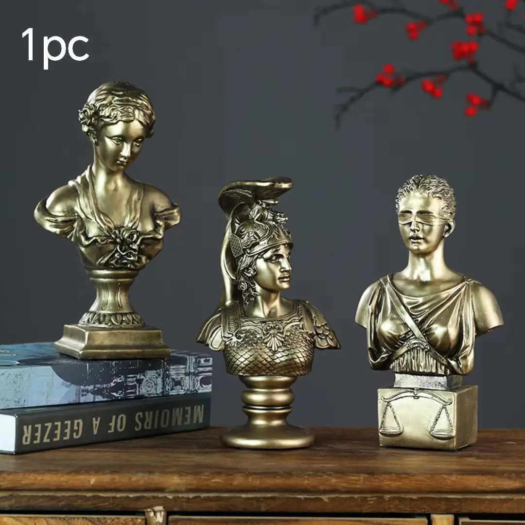 Vintage Mythological Bust Set, Elegant Moving Gift, Suitable for Law Firms and Studios, Antique Bronze Art Decor, Shelf and Gallery Display