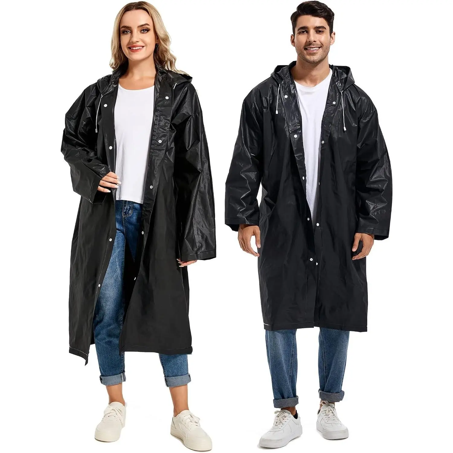 Rain Ponchos for Adults Reusable Raincoats Survival Heavy Duty Military Impermeable 2 Packs Rain Coat