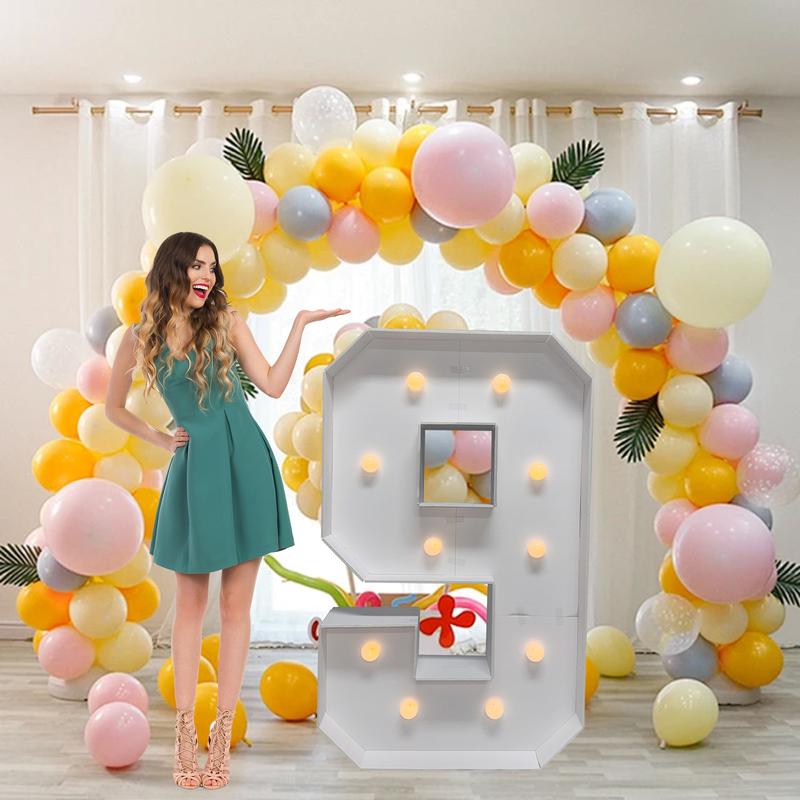 Marquee Numbers 4 Feet Tall Large Birthday Decorations 4FT Light Up Numbers Party Decor Big Backdrop Foam Cardboard Number 0-9  Cardboard Pre-Cut Foam Board Sign Diy Decorations Anniversary Decoration Party Supplies