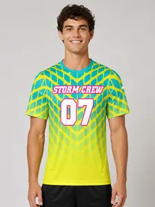Men's Storm Team 07 Pattern Sports T-Shirt, Gradient Short Sleeve, Quick-Dry Casual Tee, All Seasons, Comfortable Fabric