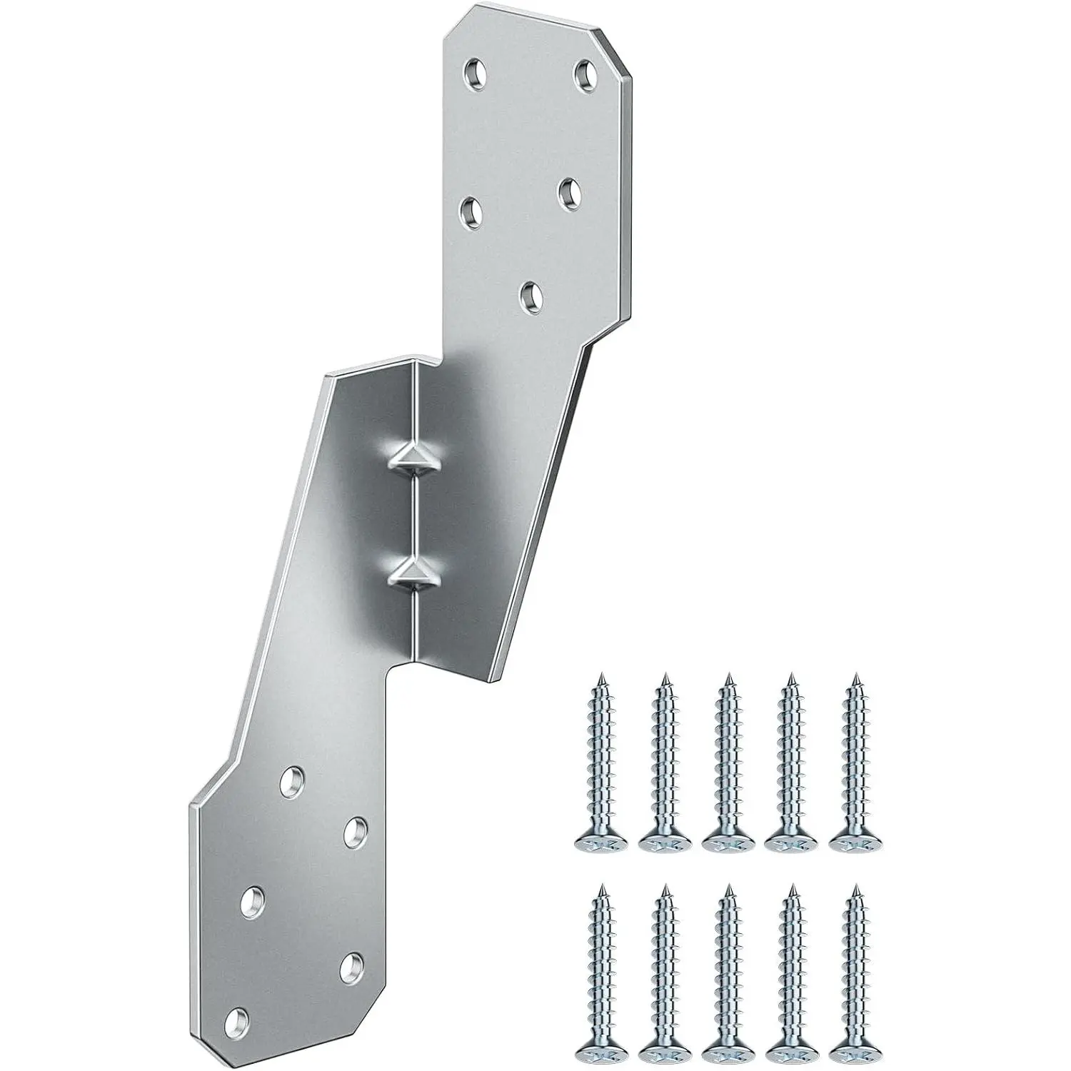 (zinc Color) Hurricane Straps Tie Brackets(10PCS),1.2mm 18 Gauge Steel Hurricane Clips for Roof,Heavy Duty Left Rafter Brackets Heavy Duty Joist Hangers for Roofing Trusses (100 Screws)
