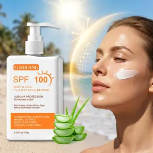 SUMIFANG SPF 100 Sunscreen Lotion — Formulated with Zinc Oxide, Niacinamide, Vitamin E, and Aloe Vera. Lightweight and Non-Pore-Clogging. 150g. Suitable for All Skin Types and Tones.
