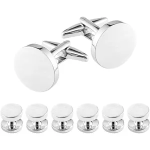 Cufflinks for Men and Tuxedo Shirt Studs Set with Gift Box Stainless Steel Cuff links