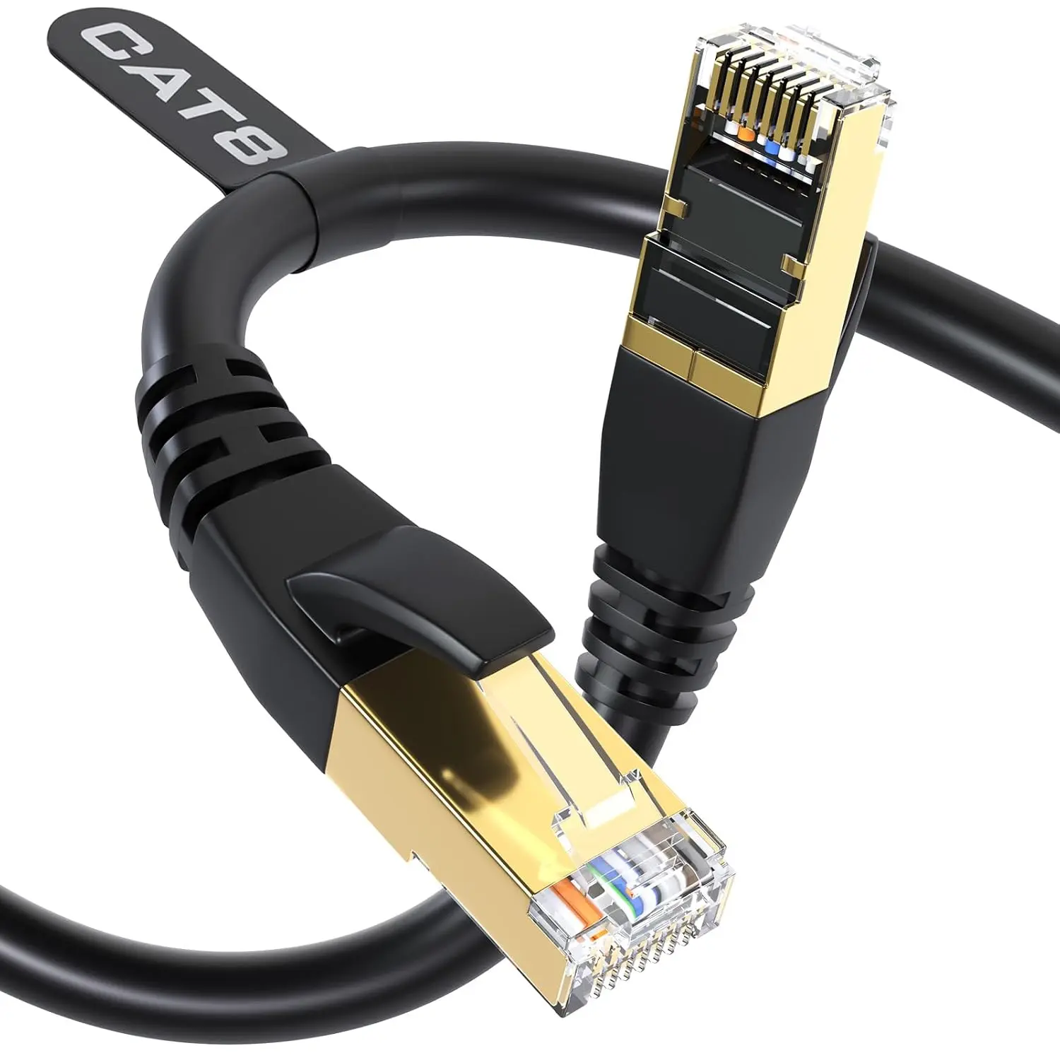8 Ethernet  40Gbps 2000MHz, 6FT Supports Cat7 Cat6 Cat5e Cat5,  RJ45 , Heavy-Duty Indoor/Outdoor, -Plated, Weatherproof & UV-Resistant for Gaming, PC, Router