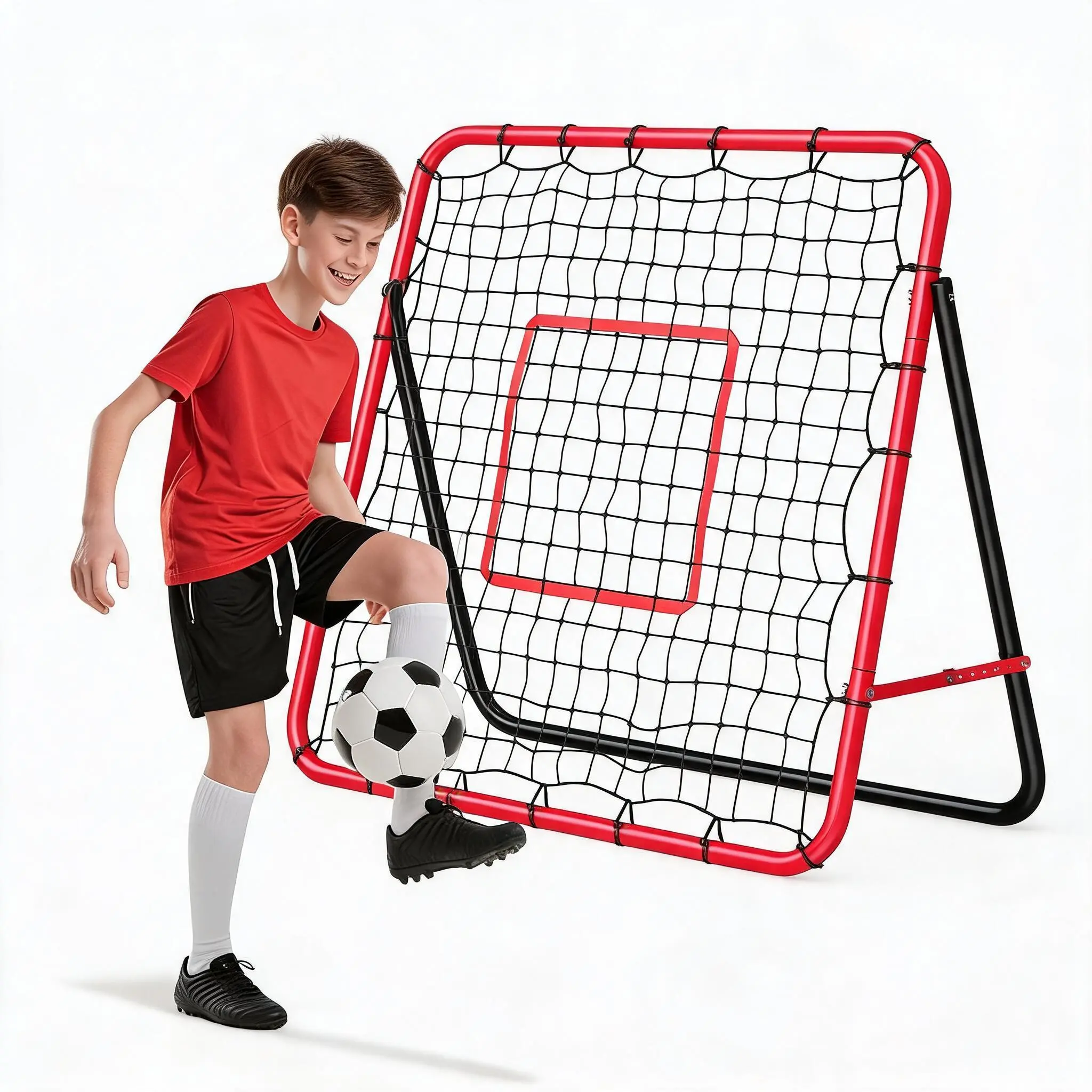 Rebounder Net, Heavy Duty Soccer Rebound Net with Iron Frame, Rust Resistant, Football Training Equipment for Backyard/Field, Easy Assembly