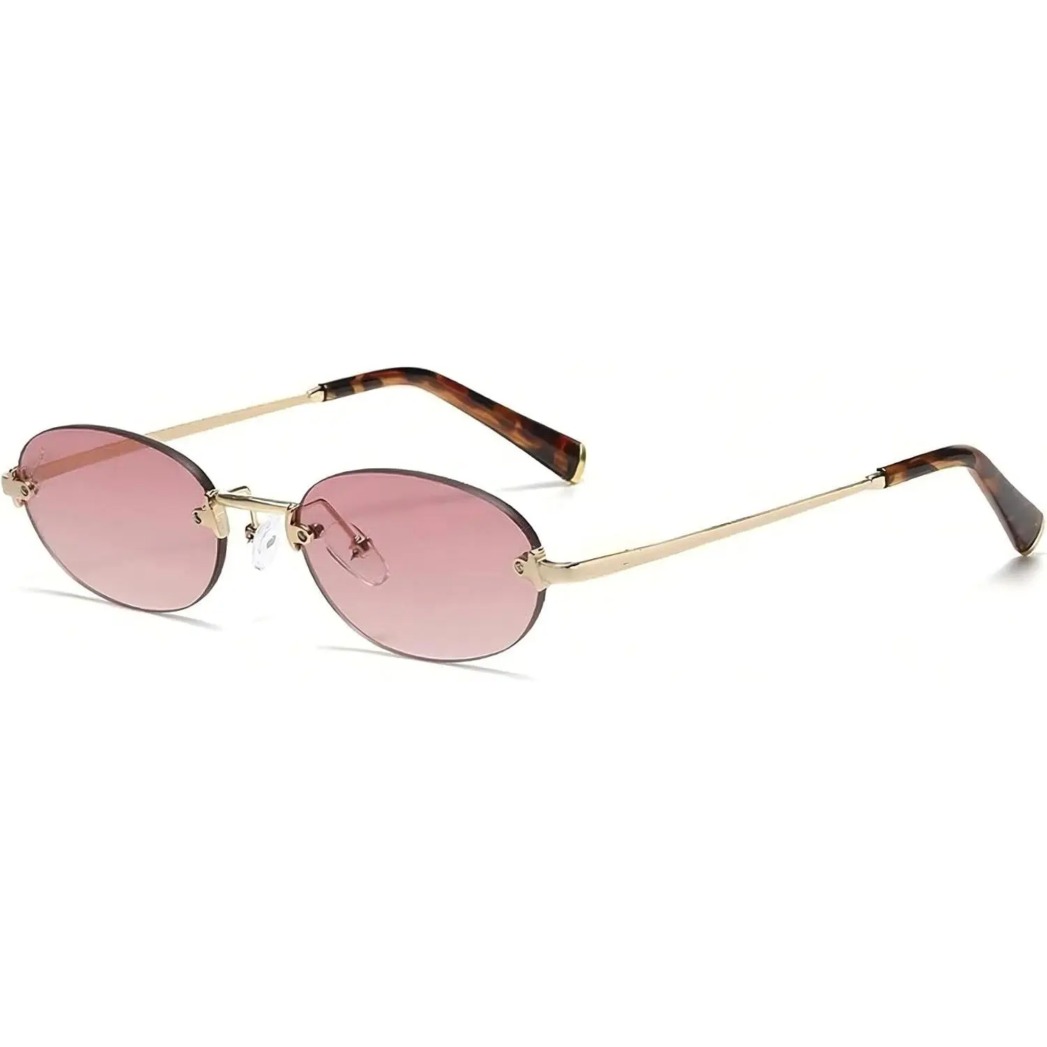 Retro Small Oval Rimless Sunglasses for Women | Y2K Frameless Narrow Oval Sun Glasses Trendy Fashion Beach Shades