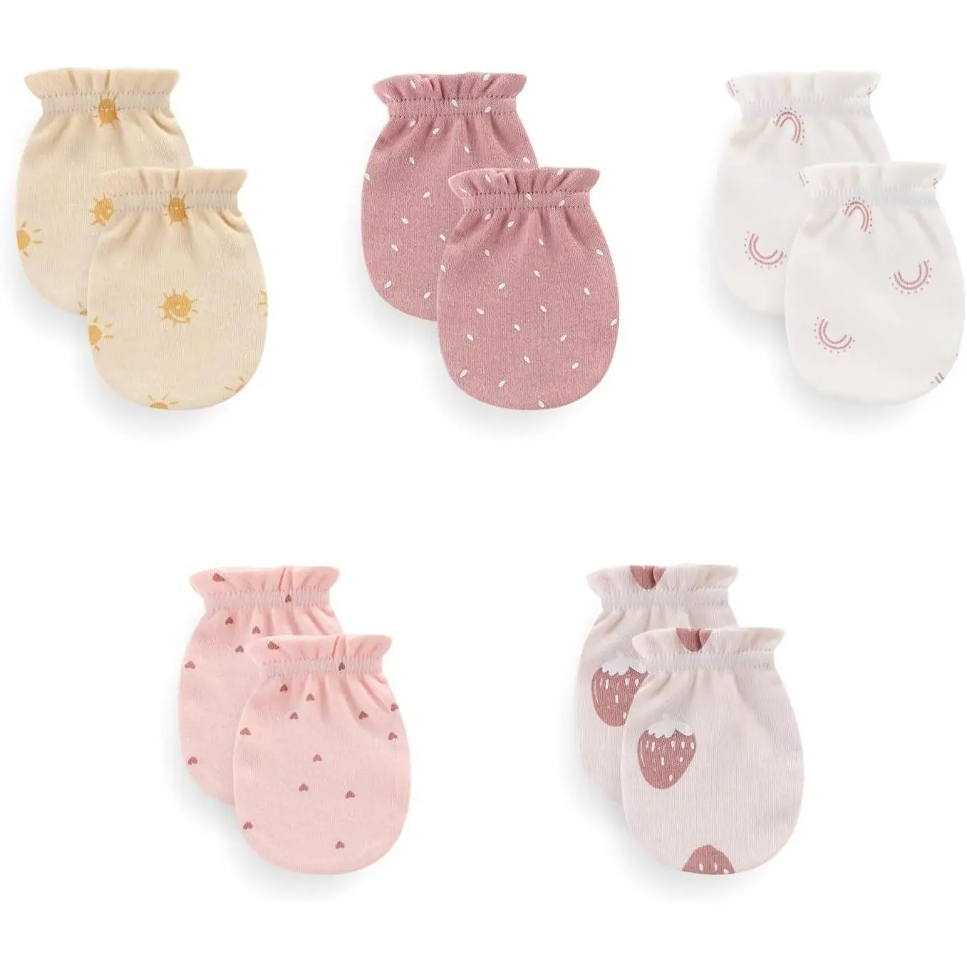 5 Pack Baby Boy Girl Anti-Scratch Mittens Infant Gloves Essentials | Multiple Colors, 100% Cotton, Breathable Comfort, Secure Fit, Anti-Scratch DesignGift