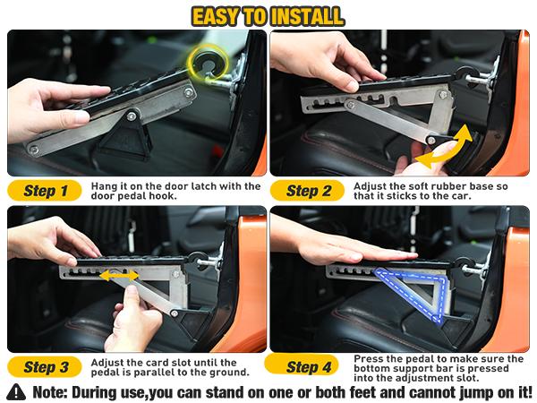 Nilight Car Door Step Universal Aluminum Latch Step for Car Roof Access Portable Folding Car Door Latch Hook Step Multi-Adjustable Both Feet Stand Pedal Max Load 500 Lbs for Truck SUV Vehicles, Black