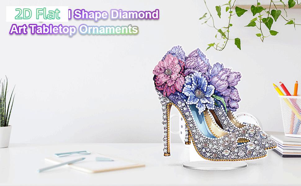 2D FLAT2D Flat High Heels Print DIY Diamond Painting Tabletop Ornaments Kit Table Top Diamond Painting Ornament Kits for Home Office Desktop DecorDIY Diamond Painting Kit for Adults & Beginners, Sparkling Art & Perfect Festive Gift