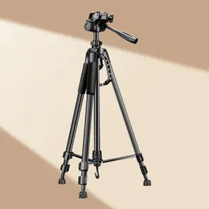 Photography Tripod, 140cm Adjustable Height, Outdoor Photography, Video Recording, Fishing, Professional Tripod with Phone Holder, 1/4 Thread Adapter