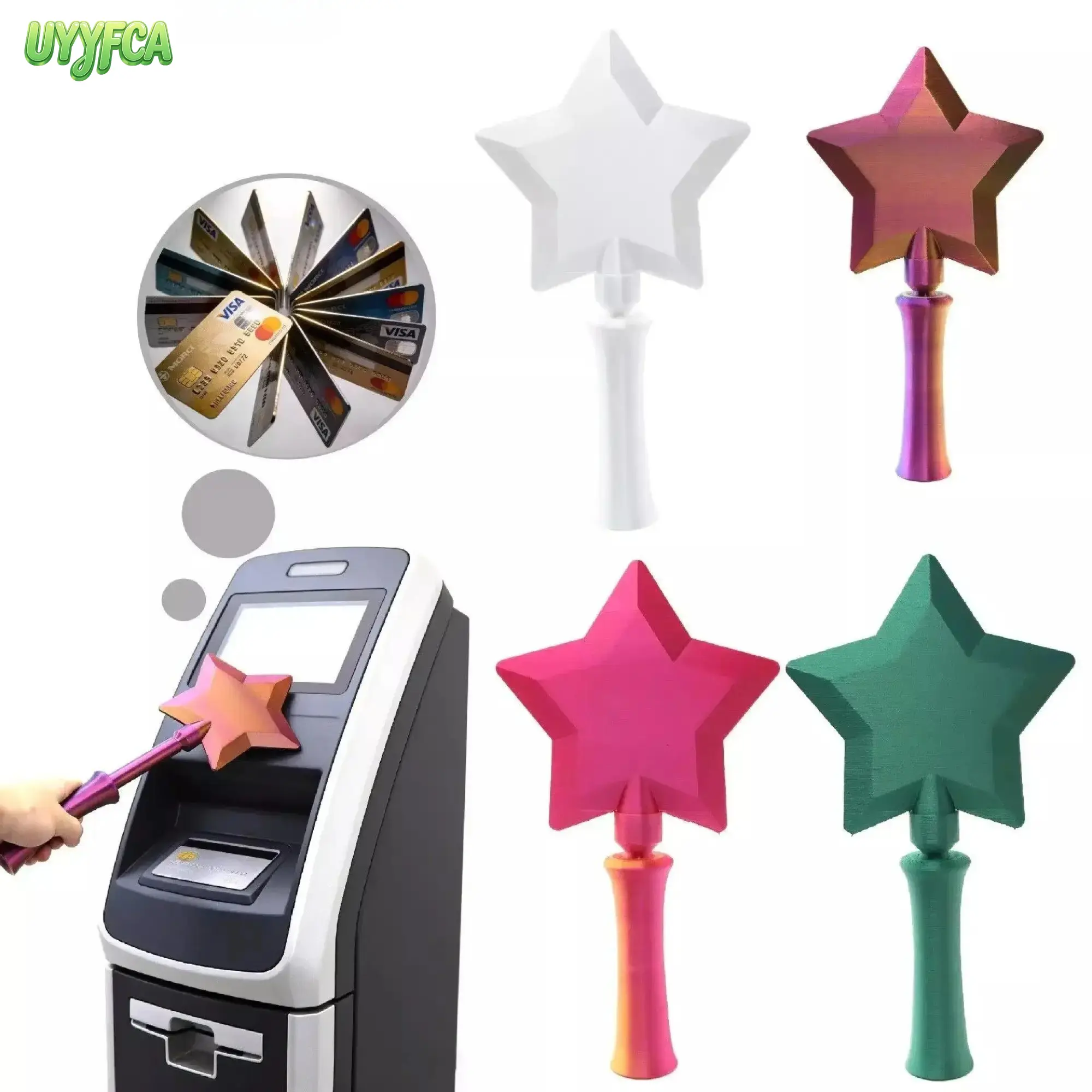 Unisex Star-Shaped NFC-Powered Tap-to-Pay Wand, Plastic 3D Printed Contactless Bag Charm Accessory, Solid Matte Gradient Portable Design with Sturdy Ergonomic Grip for Grocery Runs, Cosplay, Charms For Bags, Bag Accessories Charms
