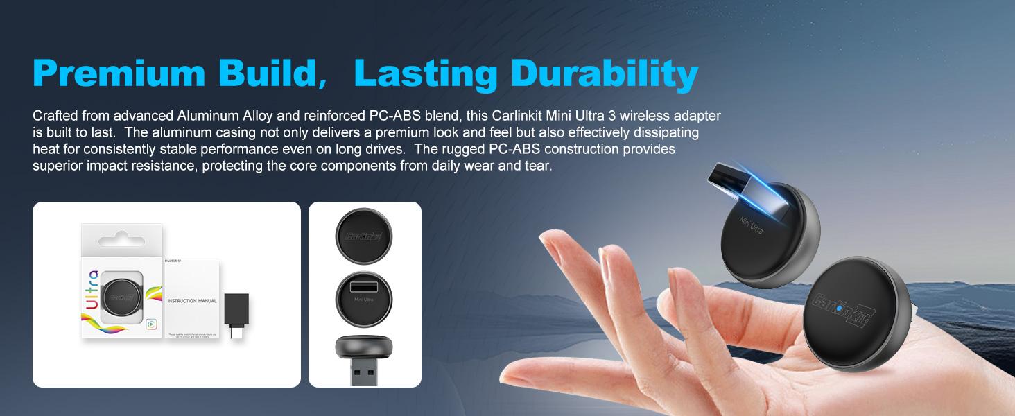 2026Wireless CarPlay & Android Auto Adapter - Mini Ultra 3 Convert OEM Wired to Wireless Dongle for iPhone & Android 11+, USB-A/Type-C Plug & Play, Fast Connection, Online Upgrade bluetooth car Channel Dash Cam with Parking Mode Dual-Lens Motorcycle