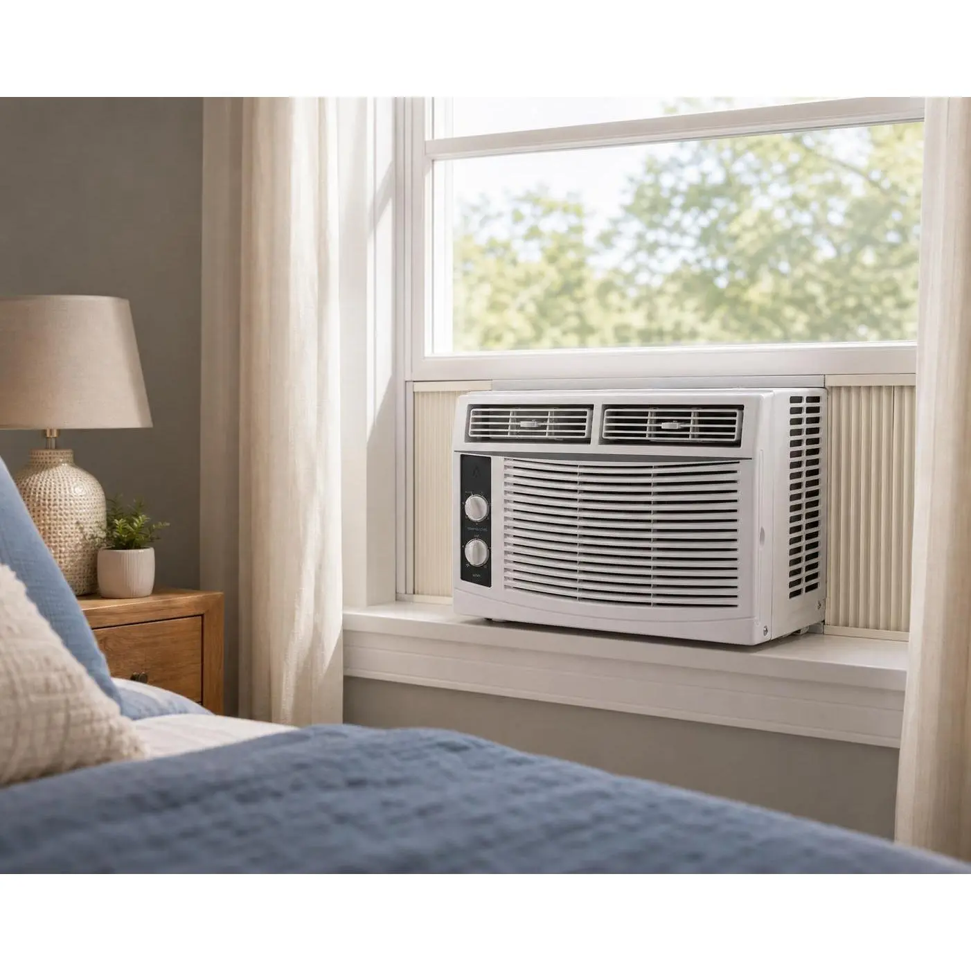 5000 BTU Window Air Conditioner - 115V Mechanical Window AC Unit with 7 Temperature Settings & 2 Fan Speeds, Compact Cooling for Bedroom Living Room Office