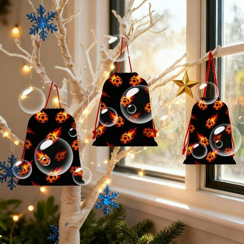 Short Plush Drawstring Dtorage Bag Football party decoration with football patterns (21) Jewelry storage bag, 130g short plush, candy storage bag Festivals, parties, weddings drawstring gift bag