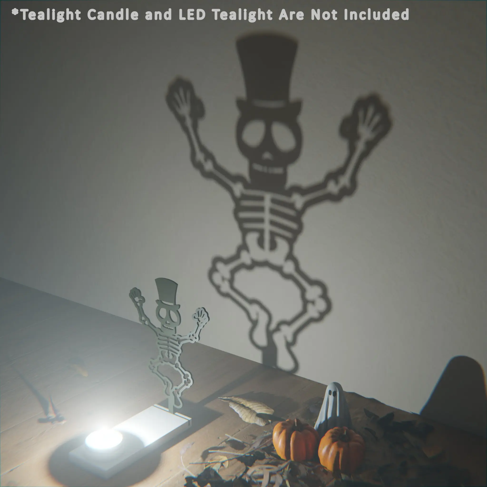 3D Printed Halloween Projection Candle Holder, Spooky Silhouette Wall Projector, Desktop Atmosphere Decor, Unique Halloween Decoration