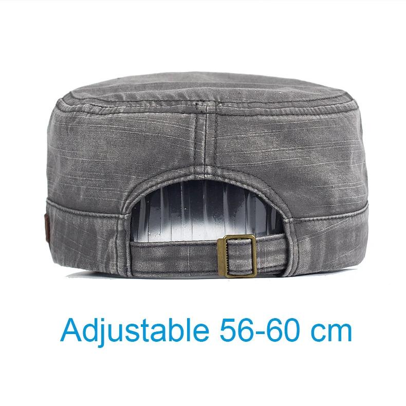 Washed Cotton Military Caps Casual Flat Top Hat Men Women Cadet Army Cap Adjustable Unique Design Vintage Four Seasons