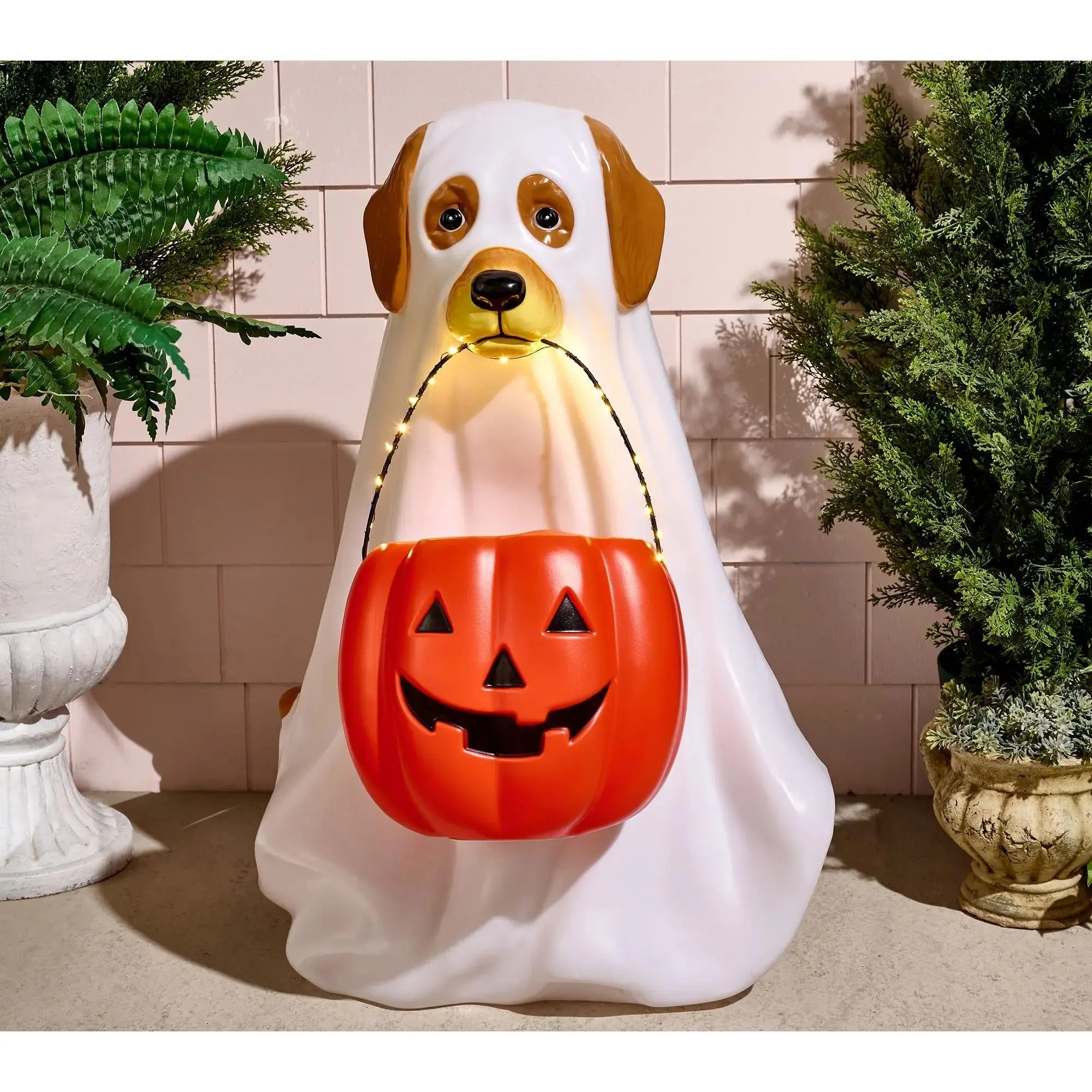 Bethlehem Lights 28 in Illuminated Halloween Dog with Basket, Festive Home & Room Decor for Spooky Fun