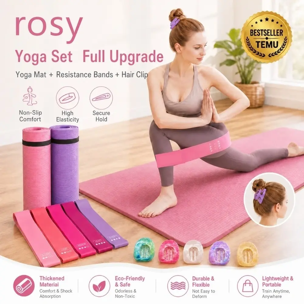 Unisex 11PCS 4mm EVA Foam Yoga Mat Set, High-Density Anti-Tear Yoga & Pilates Equipment, Thick Exercise Workout Mat for Home Gym, 68.11x24.02x0.16in Floor Pad, Exercise Mat, Workout Mat Thick
