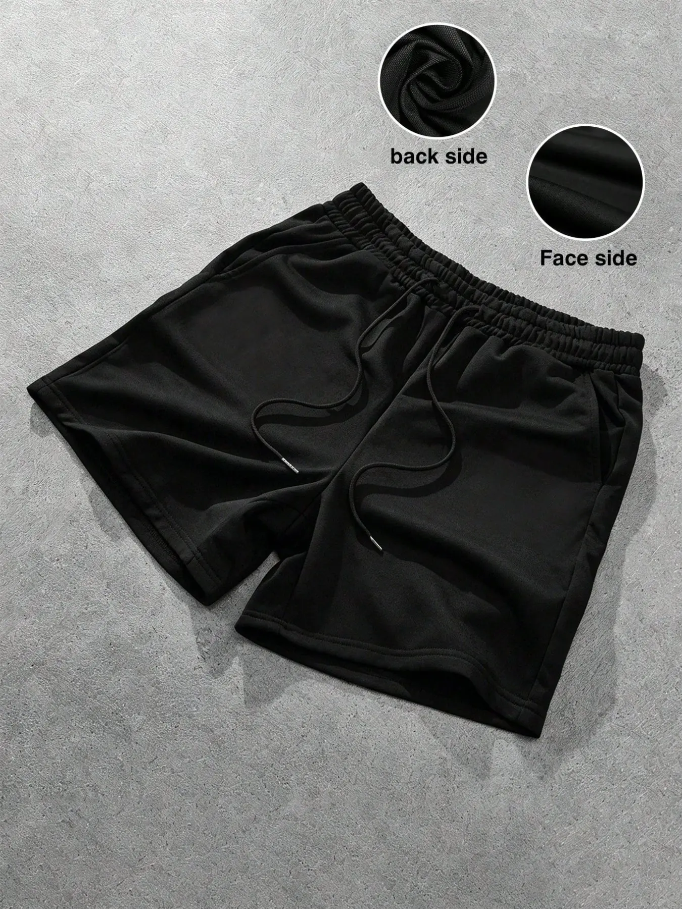 Men's casual shorts, elastic drawstring waistband, casual fitness shorts with pockets.