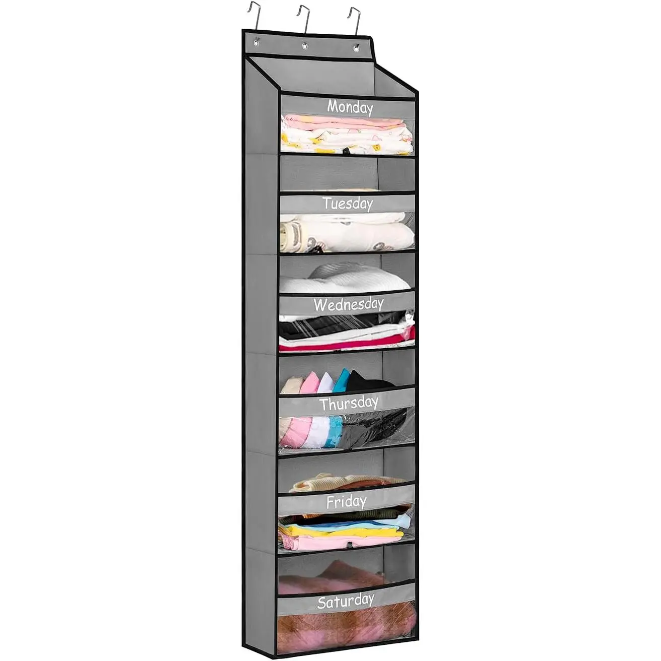 Weekly School Clothes Organizer Days of Week Clothing Organization for   Closet Shelf Storage with Monday to Saturday Layers (Door )