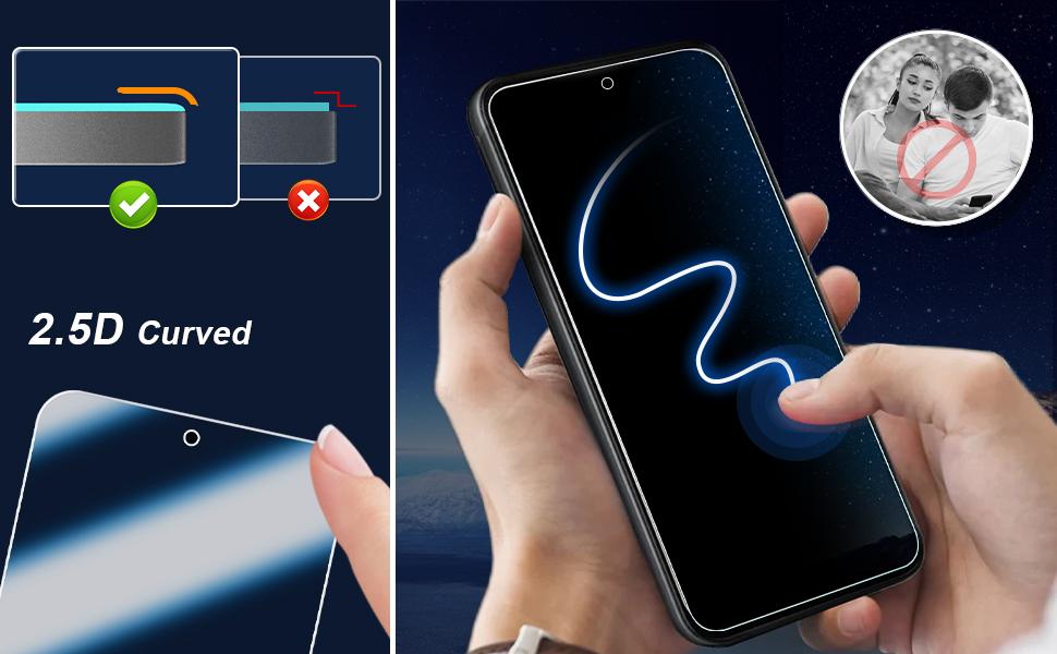 [3-Pack Privacy Screen Protector for Motorola Moto G 5G 2025 Tempered Glass, Bubble Free, Easy to Install, 9H Hardness