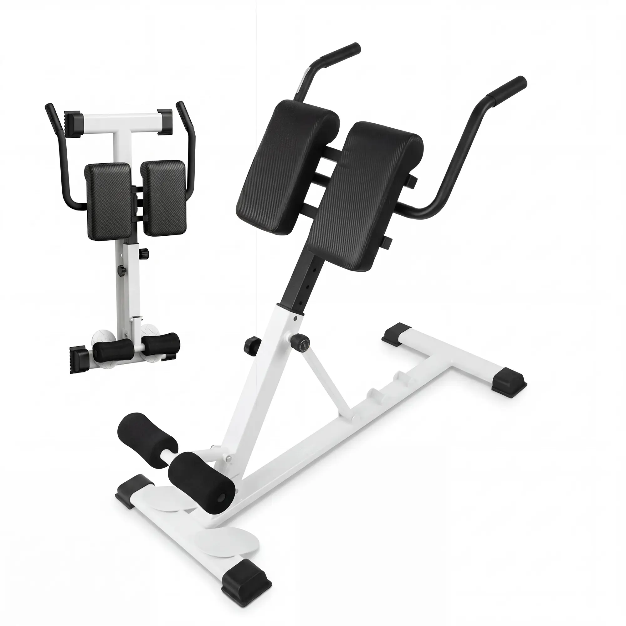 330 Lb Capacity Adjustable Roman Chair Hyperextension Bench - Carbon Steel Back Extension Trainer for Glutes, Core & Lower Back - Home Gym Fitness Bench, White/Red/Black