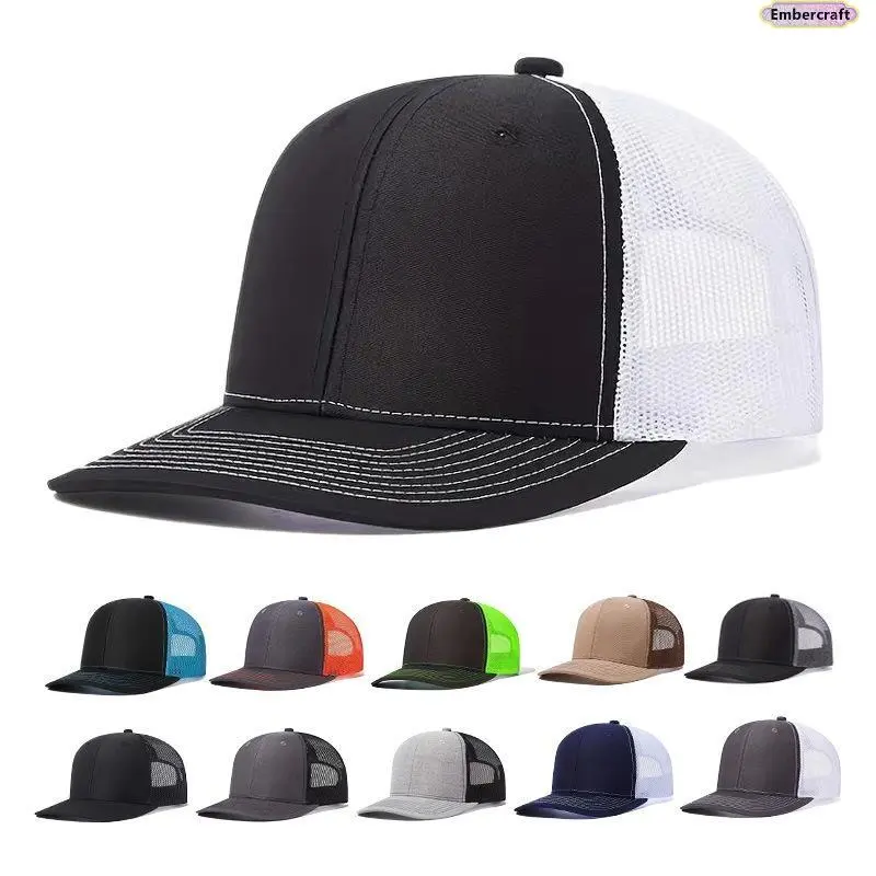 Stylish Trucker Hat, Unisex Mesh Baseball Cap with Curved Brim, Adjustable Snapback for Summer Outdoor Sun Protection, Adjustable Snapback Hat