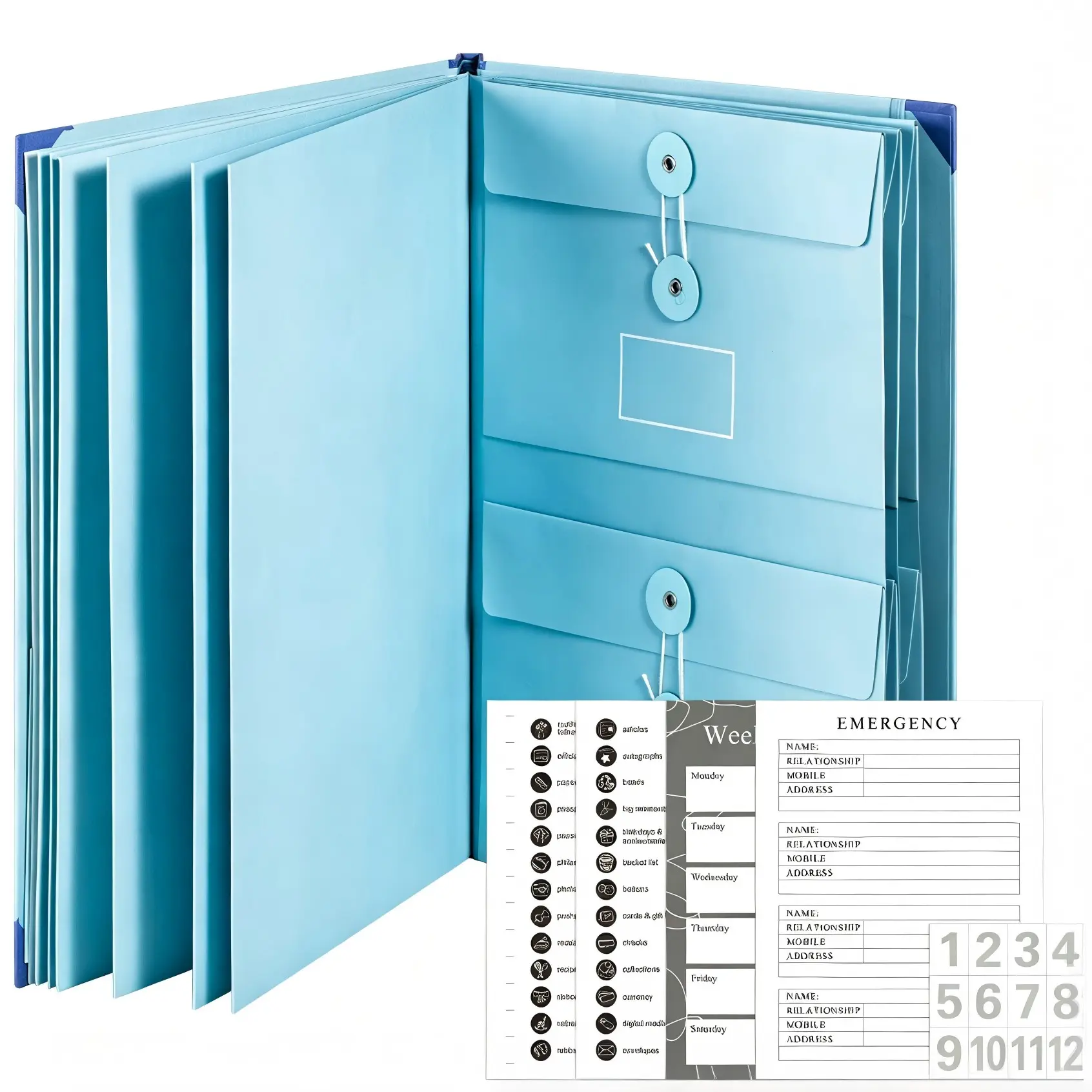Family Document Organizer Binder, Emergency Vital Records Storage Folder, Multi Pocket Important Paper Holder For Birth Certificate, Passport, Social Card, Household Legal & Medical Paper Storage