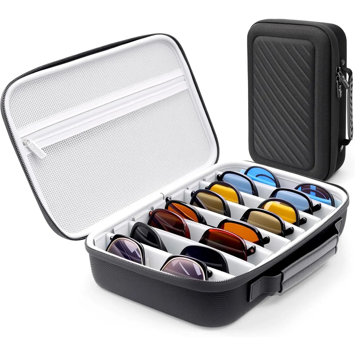 Travel Sunglasses Organizer Case, Portable Eyeglasses Storage Box Eyewear Glasses Display Case for Men Women.