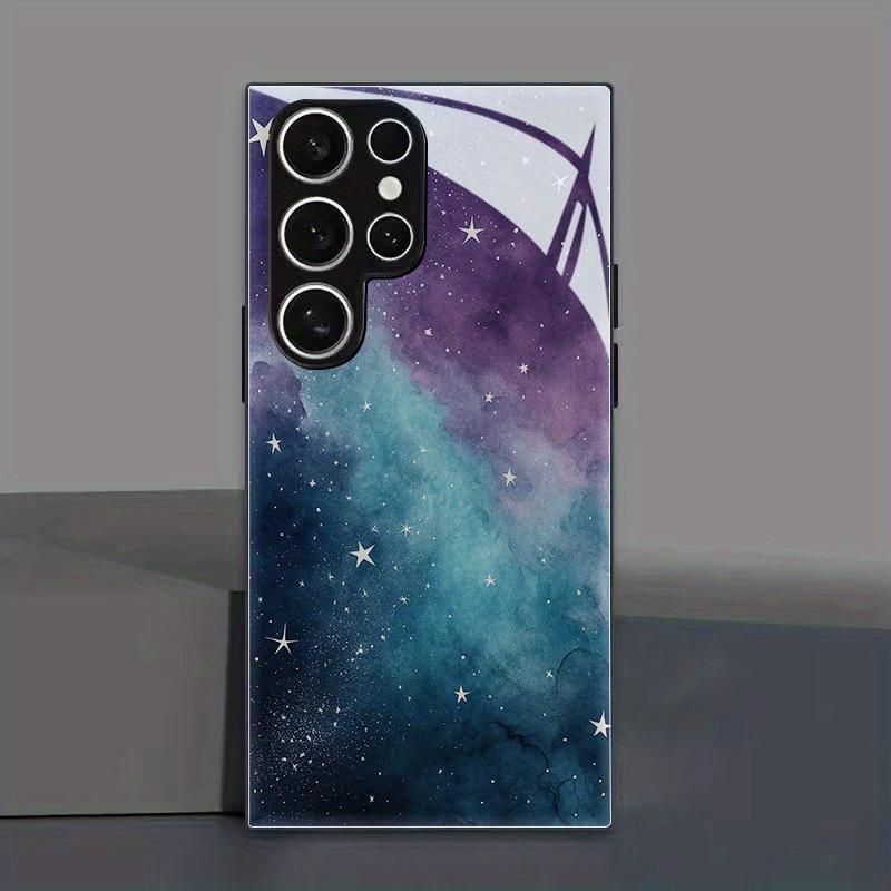 Phone Case - A Whimsical Watercolor Nebula Twirling Among Stars, Encased in a Black Tempered Glass Shell Designed for Samsung Galaxy S26 S25 S24 S23 S22Pro S21 S20 Fe Plus Ultra Pro A56 A55 A54 A53 A52 A51 A36 A35 A34 A32 A26 A25 A24 A23 A16 A15 A14 A06