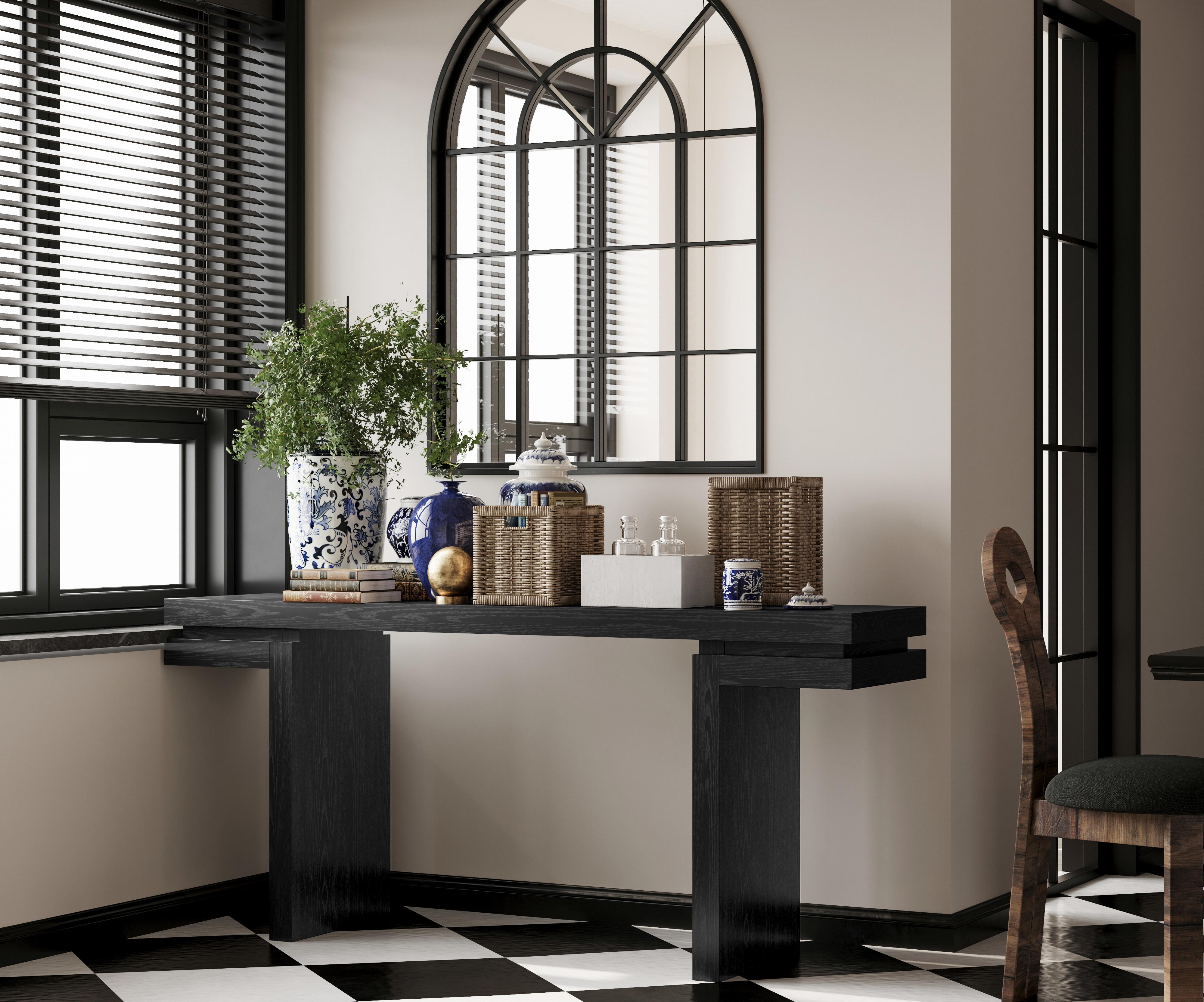 66" Extra Wide Real Wood Veneered Console Table, Minimalist Sofa Table Behind Couch for Entryway, Hallway, Living Room, Home Office