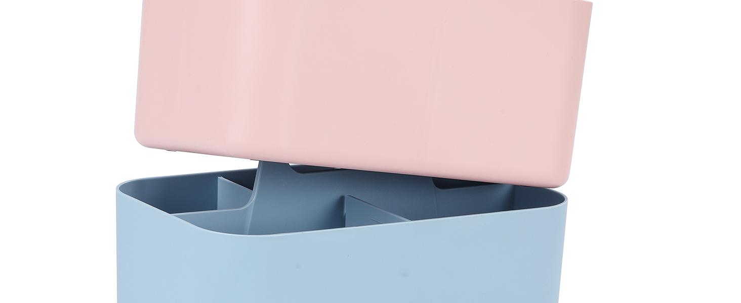 Multiuse Caddy Organizer with Handle - Stackable Plastic Tote Bin - Art Craft Supplies, Office, Desk, Stationery Pen Holder, Kitchen, Utensil, Makeup, Bathroom, Shower, Cleaning, Dorm Organizer - Blue : Office Products