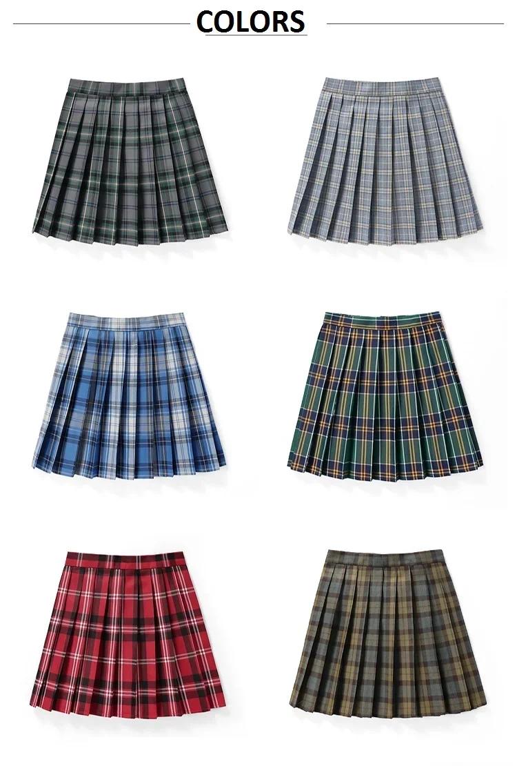 Women Summer Plaid Pleated Skirt With Necktie Bowtie Korean Jk Skirt Uniform Japanese School Preppy A Line Mini Skirts