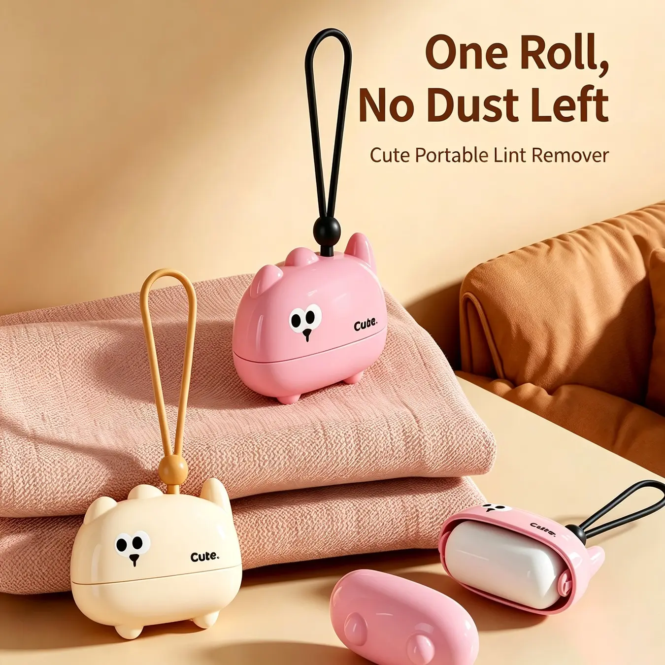 Cute Mini Washable Lint Roller, Portable Roll Strong Hair Remover, Travel Dust Cat Fur Clothes Lint Remover, 1pc Convenient Design