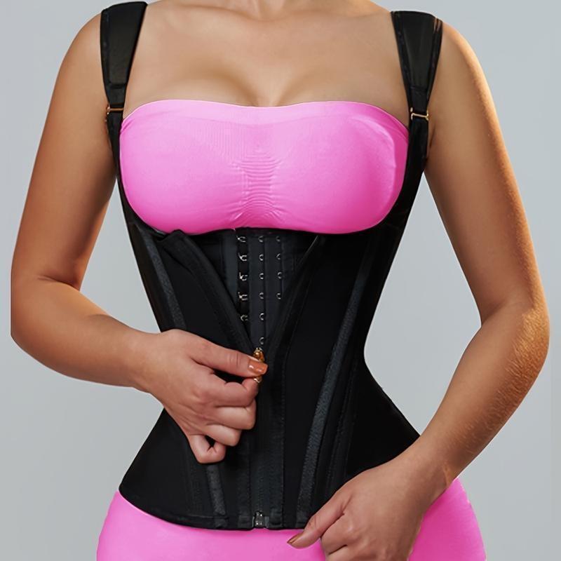 Waist Trainer Corset for Women | Adjustable shoulder straps and steel frame support | Double Compression Shaper with Zipper Closure | Fashionable black, smooth latex fabric | Vest for Control of Abdomen, Can Enhance Posture and Wai Waist Trainer Corset for Women | Adjustable shoulder straps and steel frame support | Double Compression Shaper with Zipper Closure | Fashionable black, smooth latex fabric | Vest for Control of Abdomen, Can Enhance Posture and Wai