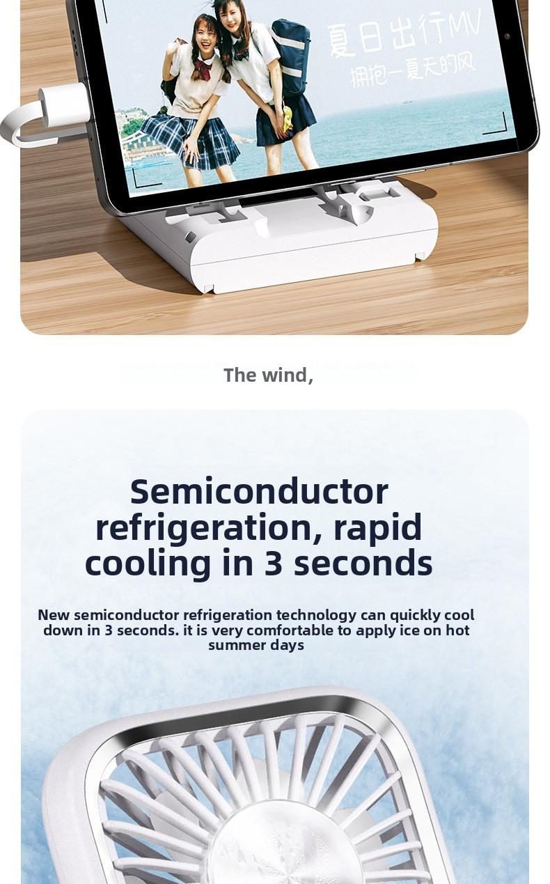 tylish and versatile personal fan with digital display, foldable design, and dual-use for neck hanging or handheld. Built with ice compress cooling technology, USB rechargeable, ultra-portable for outdoor, travel, office and daily use. Low noise, strong w