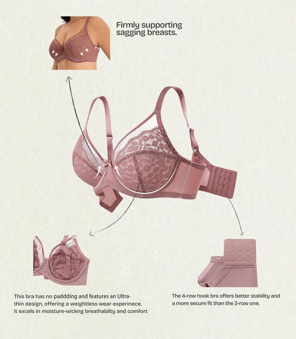 Lacsper Pebble minimizer Bra Polka Dot Lace Unlined Comfort Non Padded Full Coverage Plus Size Underwire Supportive Bra Womenswear SpringStatements