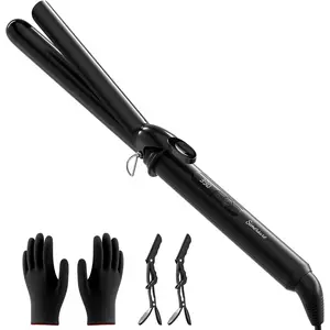 1 Inch Curling Iron Long Barrel Ceramic Hair Wand, Fast Heating Hair Curler with 12 Heat Settings LED Display, Long Lasting Styling for All Hair Types, Dual Voltage for Travel