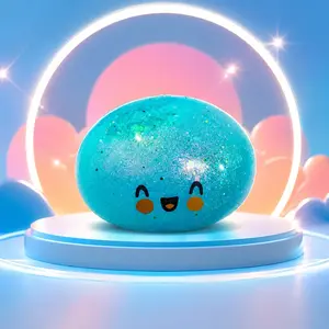 Cute Face Bead Filled Clear Bun Squishy Toy, TPR Jelly Squeeze Stress Relief Fidget Toy for Kids Adults