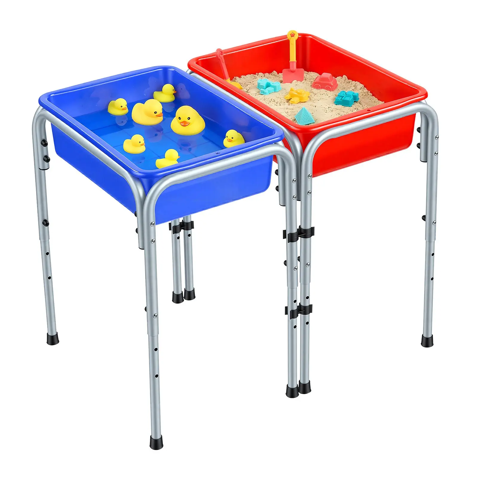 VEVOR Rectangular Sensory Play Table for Toddlers - Single Unit 2-Station Sand & Water Table with Adjustable Legs, Detachable Bins, Carbon Steel Frame, Non-Slip Feet, Rounded Corners for Kids' Exploration
