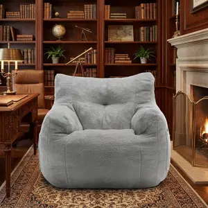 Small Bean Bag Chair with Armrests, Cloud Memory Foam Floor Sofa with Side Pockets, Comfy Lazy Lounge Chair for Adults, Perfect for Living Room Bedroom Dorm Apartment Reading Relaxation