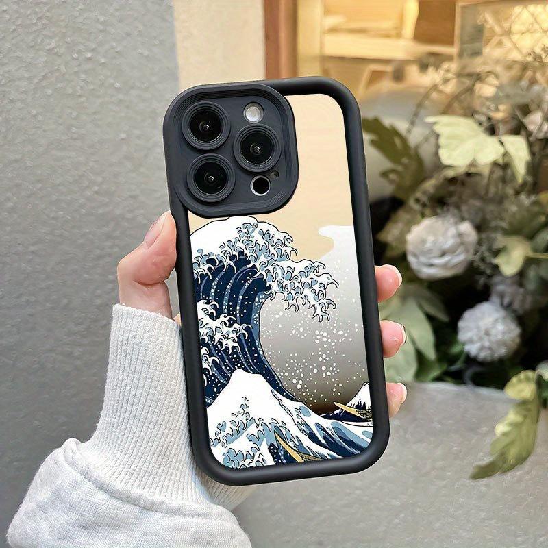 Oil painting of the ocean design black and white Soft TPU Material, Fun and durable, Shockproof and Anti-slip Protection phone case for iPhone 17 E Air Pro ProMax iPhone16 15 14 Plus 13 12 Mini 11 X XS XR