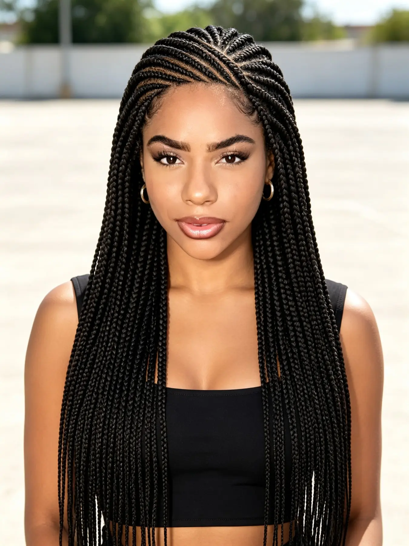 36" Side Part Lemonade Braids Full Lace Wig, Natural Look, Easy to Style, Perfect for Daily Wear, High-Quality Material